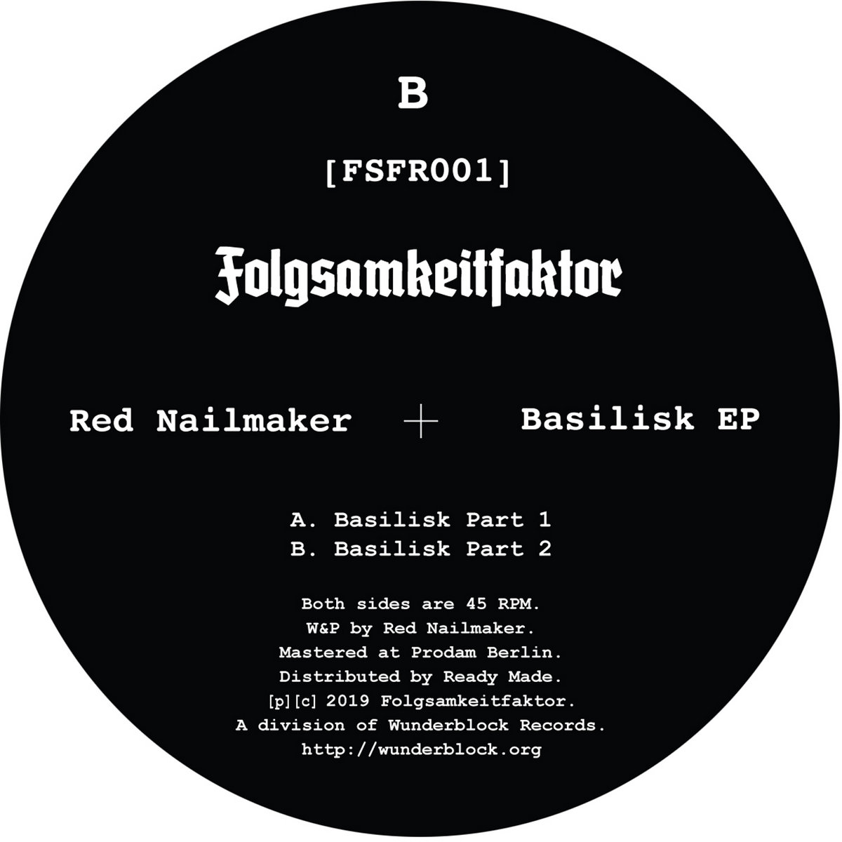 Basilisk EP [FSFR001] | Red Nailmaker | Wunderblock Records