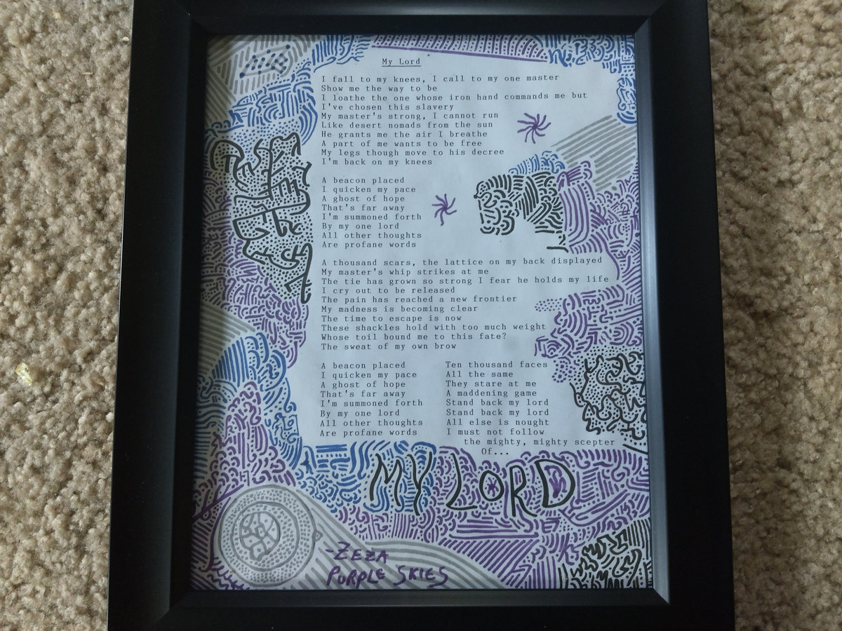 8 X 10 Framed Lyrics Artwork Purple Skies