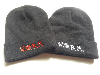 W.O.R.M. Black Beanie Hat With Red Or White Logo main photo