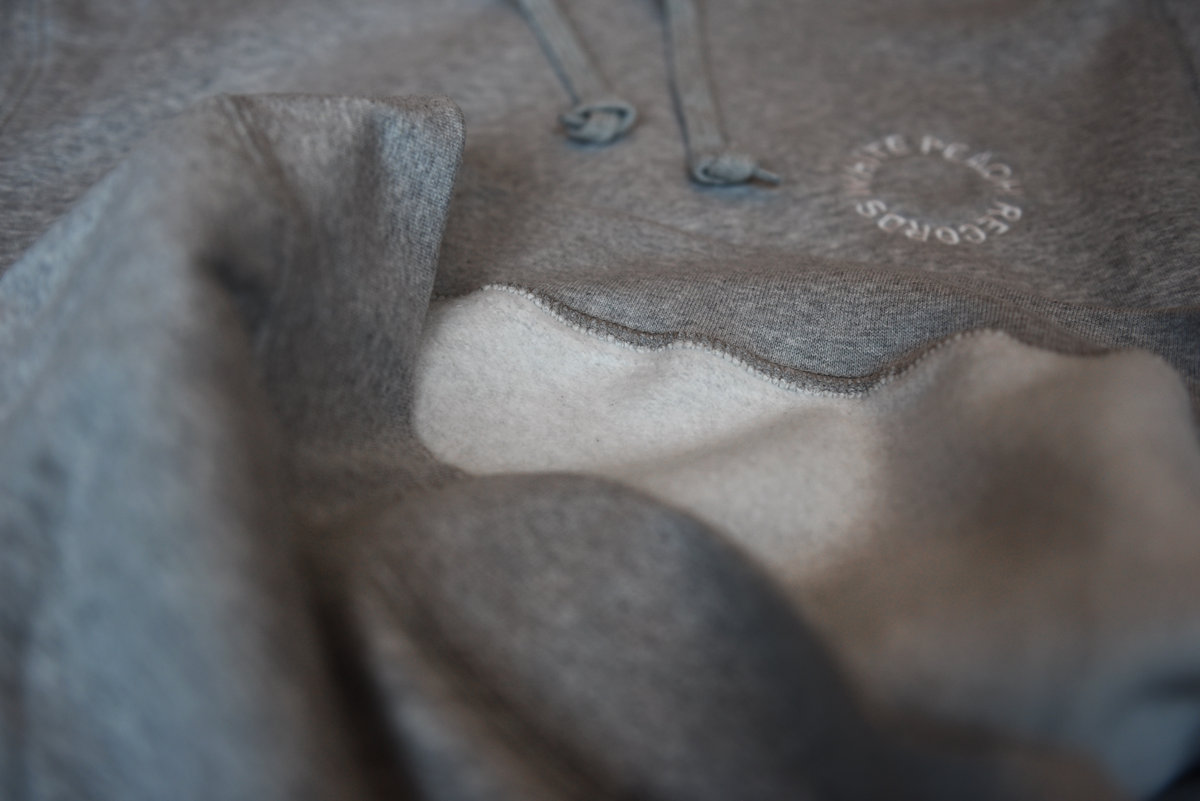 WPT031 - Grey Hoodie W/ White Embroidery | White Peach