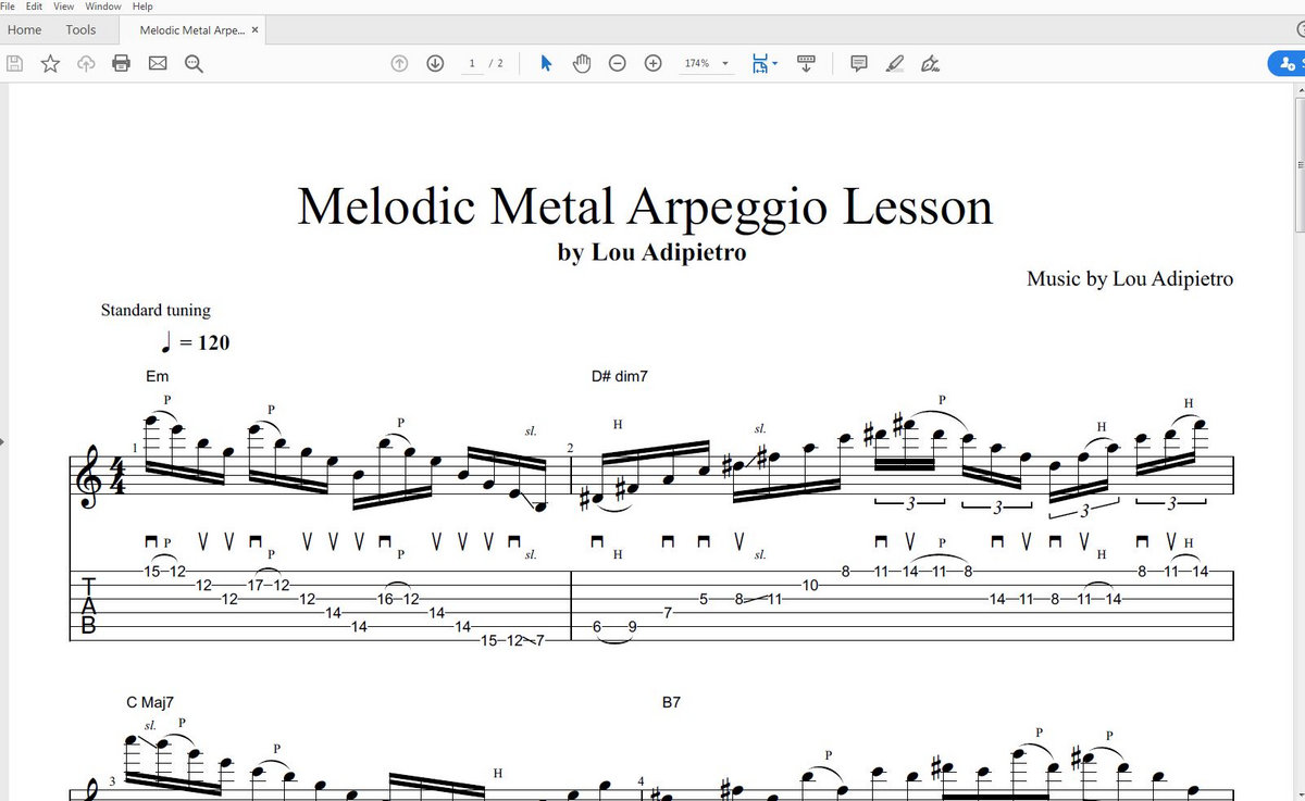 Melodic Metal Arpeggios Sweep / Alt Picking Lesson Lou Adipietro