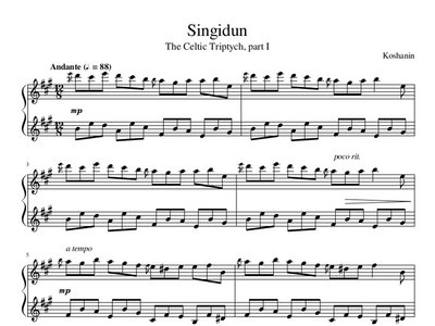 "Singidun (The Celtic Triptych, part I)" - Sheet Music + MP3 Download main photo