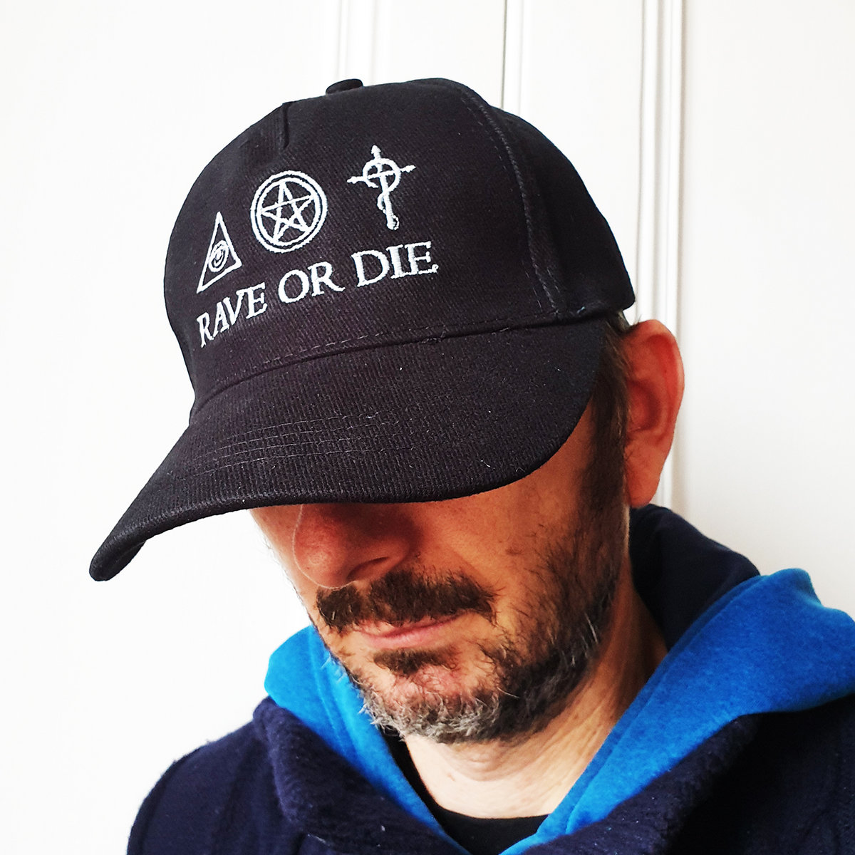 Black organic cotton RAVE OR DIE CAP 