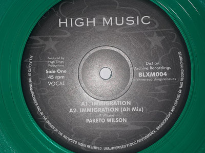 PAKETO WILSON - IMMIGRATION 12 Inch Limited Coloured Vinyl (Unreleased Mixes) main photo