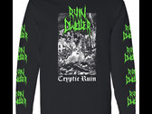 "Cryptic Ruin" Long Sleeve T-Shirt (Toxic Green & White on Black) photo 