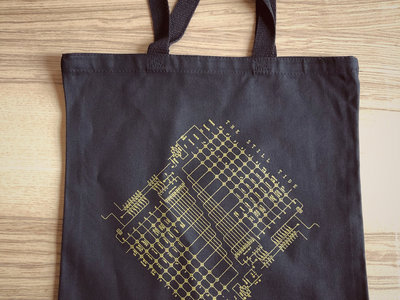 Black Tote Bag w/ Gold Shimmer Schematic Design main photo