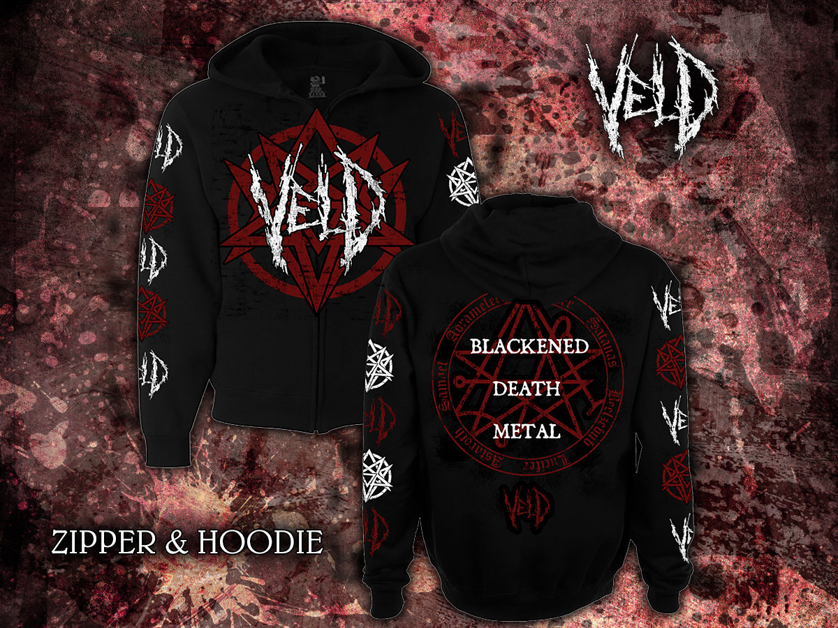 Black metal top zip hoodie