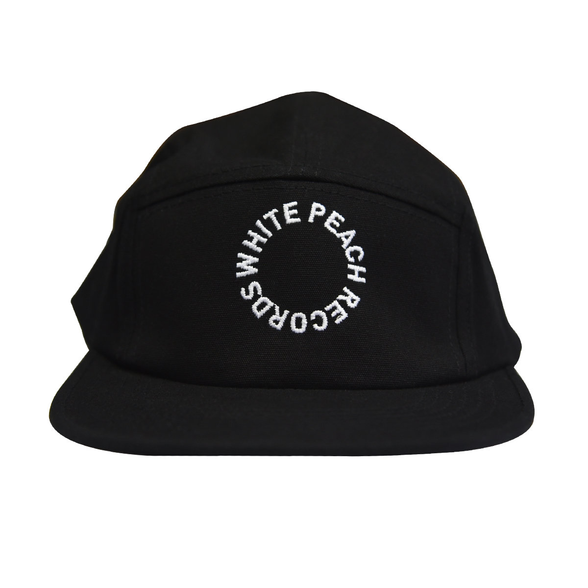 WPT042 - Black 5 Panel Cap w/ White 