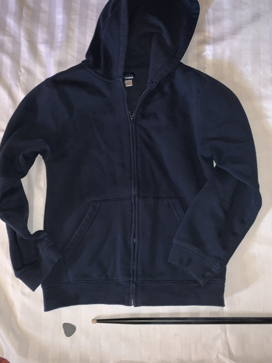 up hoodie faded black with white print 