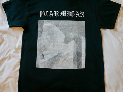 Black t-shirt, lithograph print, Gregorian FLF font main photo