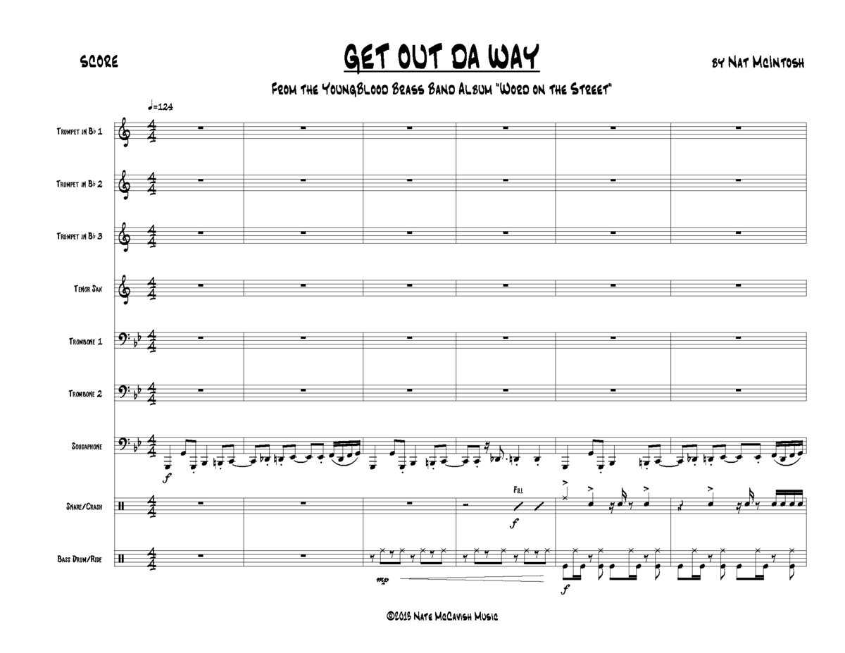 Get Out Da Way' Sheet Music (score/parts/mp3) | Youngblood Brass Band