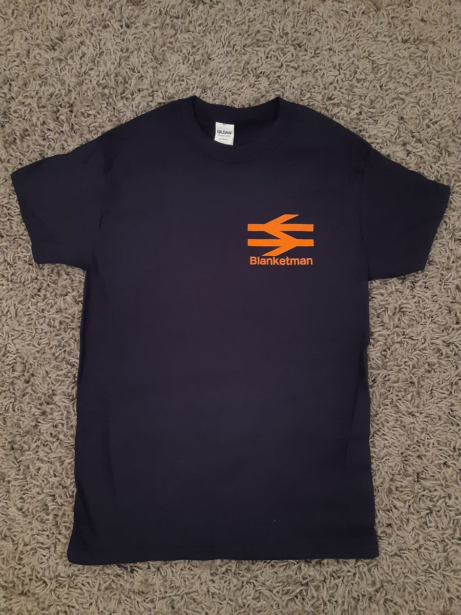National Rail TShirt Navy Blue/Orange Blanketman