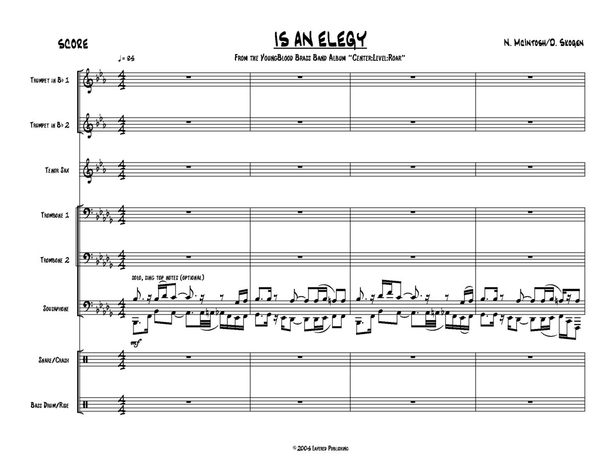 Is An Elegy' Sheet Music (score/parts/mp3) | Youngblood Brass Band