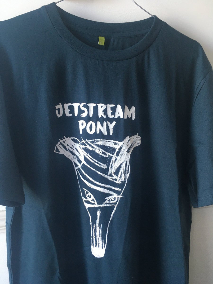 Organic hand printed T-shirt - Blue - Greyhound Design | Jetstream Pony