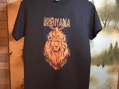 Brenyama Pixie & Lion T-Shirt (Dark Orange Print on Black Tee) main photo