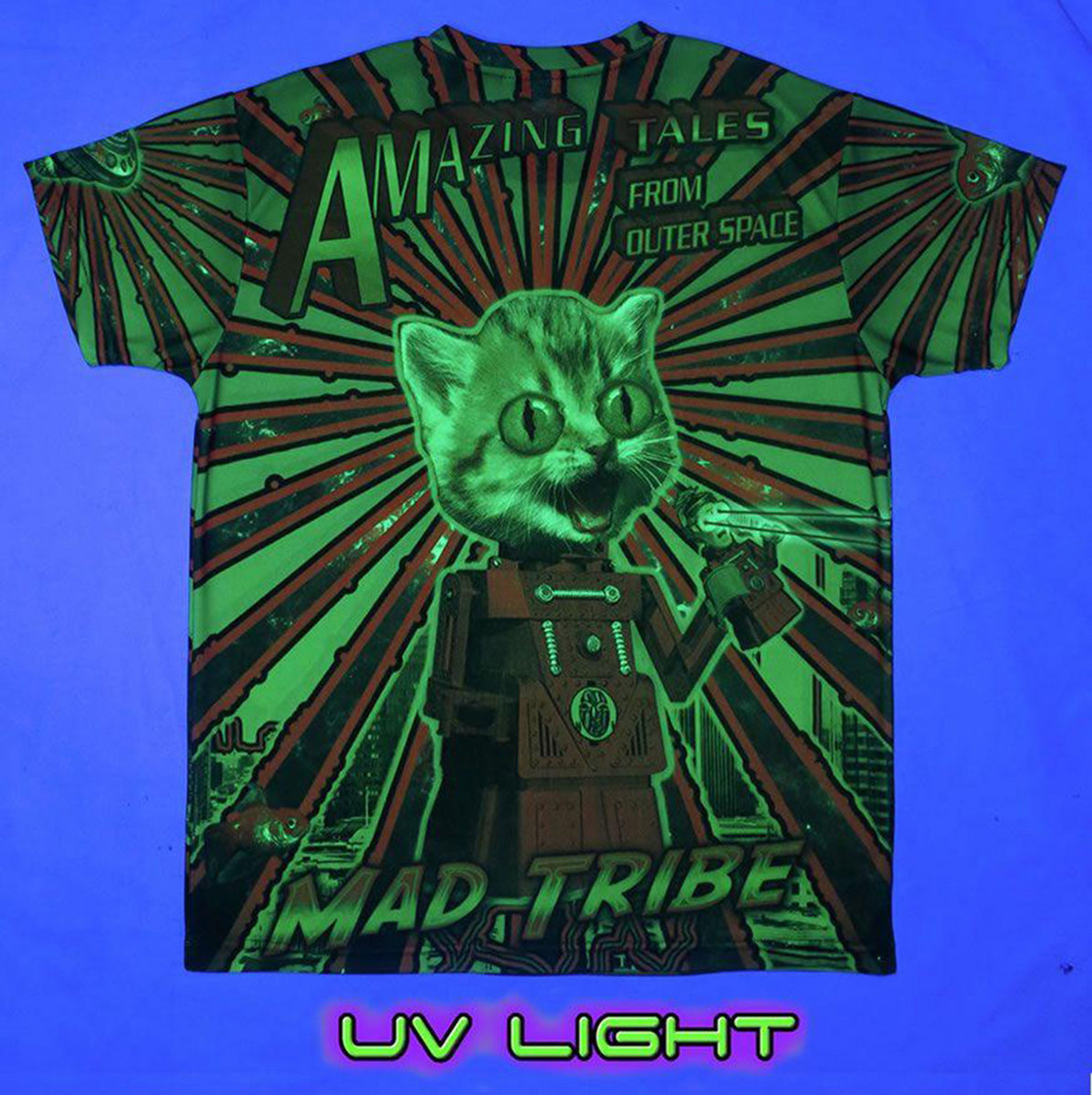 Amazing Tales From Outer Space Mad Tribe uv active sublimation print t shirt