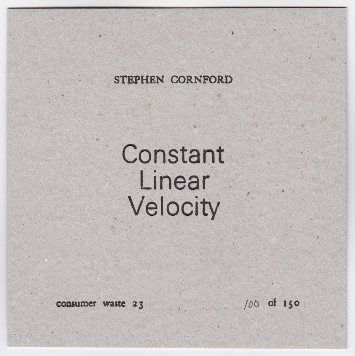 Constant Linear Velocity Stephen Cornford