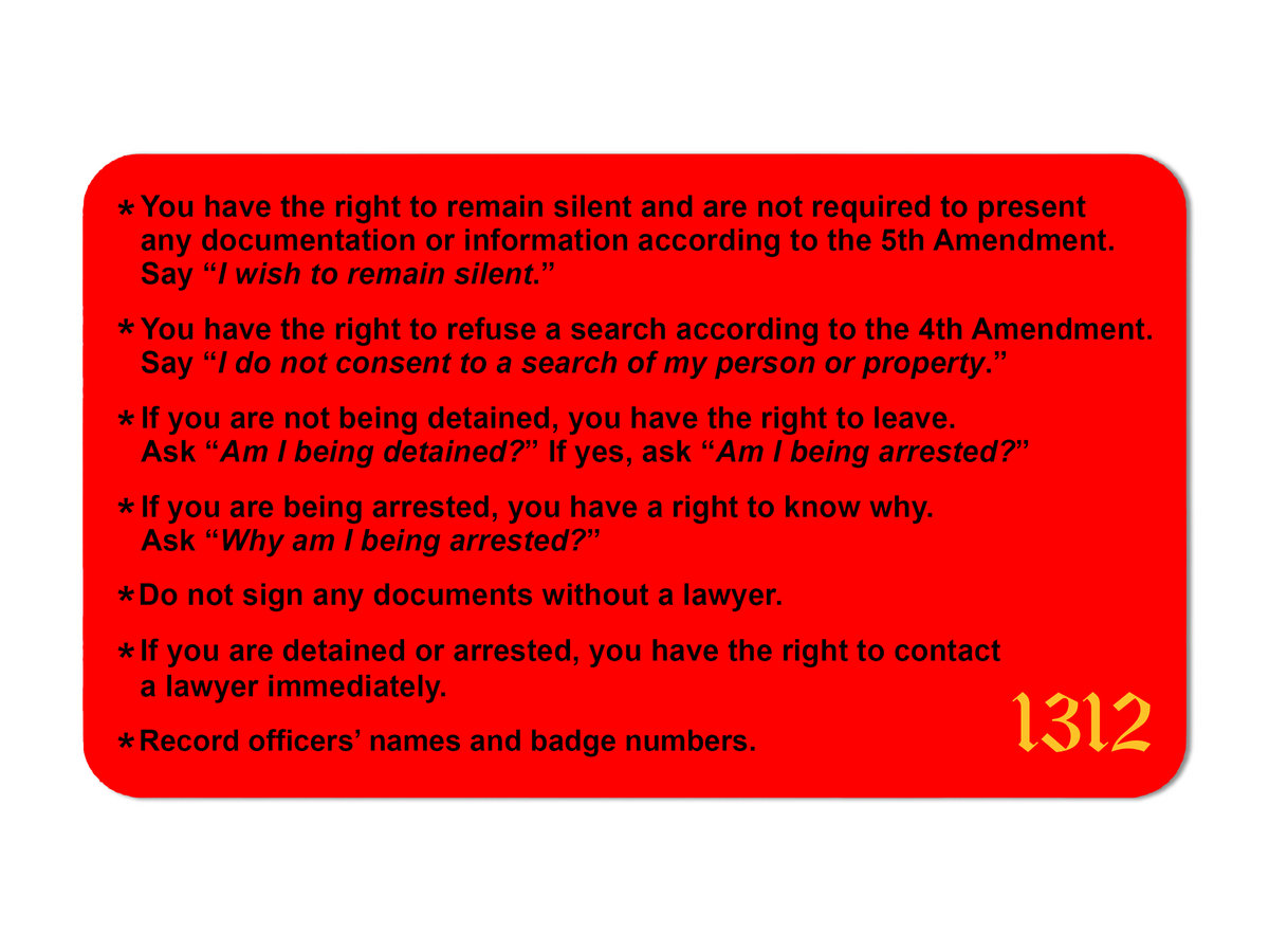 quot KNOW YOUR RIGHTS quot CARD DEATHBYSHEEP - 0020336073 10 