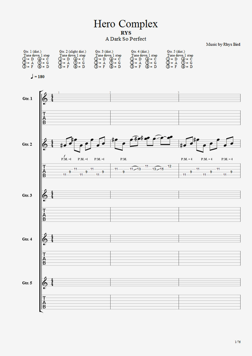 Hypercomplex Chords Hero Complex - Complete guitar tablature (Digital Download) | RYS