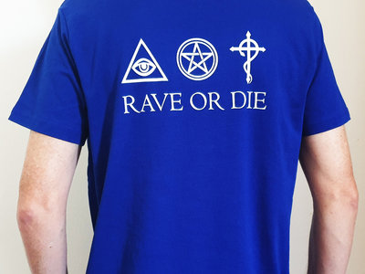 RAVE OR DIE TSHIRT - front & back logos - COBALT BLUE / M, XL main photo