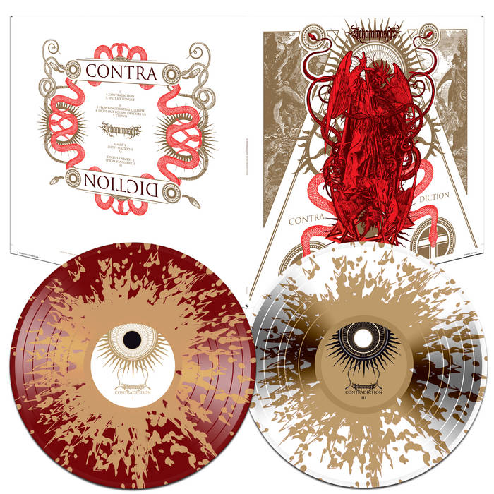 𝕮𝖔𝖓𝖙𝖗𝖆𝖉𝖎𝖈𝖙𝖎𝖔𝖓 – Contradiction - 2x12" 3rd Pressing, Red with Gold Splatter / White with Gold Splatter