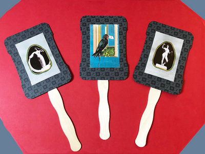 Hand Fans :Early 1900s Nudes with Crescent Moon and Snake set of 3