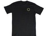 WPT047 - Black Short Sleeve T-Shirt W/ Front Embroidery & Yellow And Light Red Back Print photo 