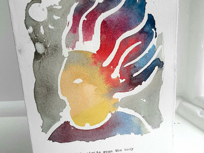 'Wild Spirits Roam The Body' Burnt Paw original watercolour image/folded card main photo