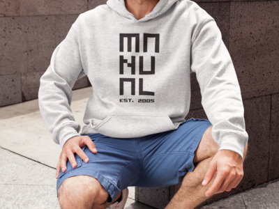 Manual hoodie male "EST 2005", white with black print main photo
