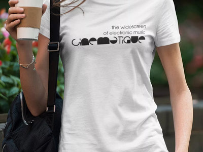 Cinematique logo t-shirt female, white with black print main photo