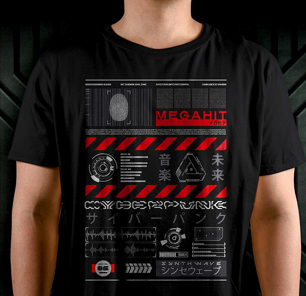 Megahit CYBERPUNK T shirt BLACK Megahit
