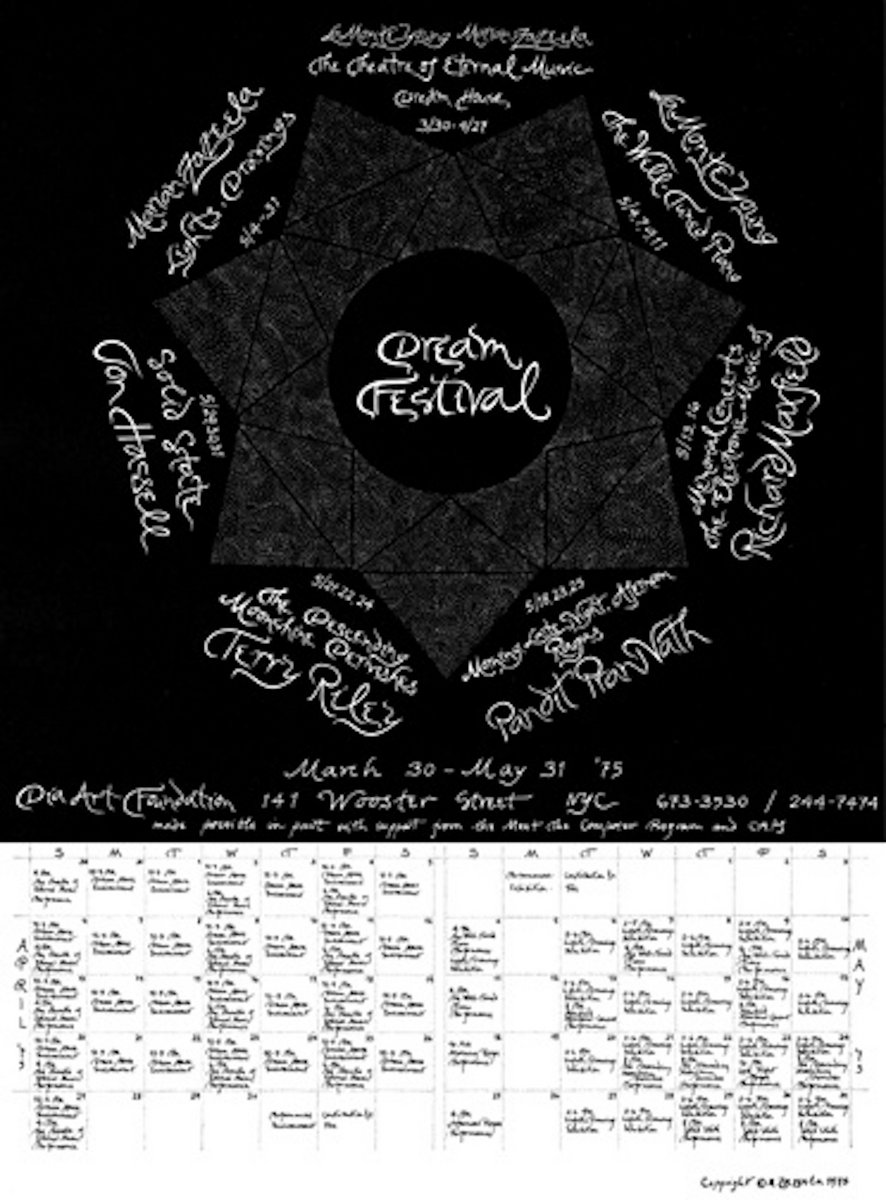 Dream Festival Calendar, 1975 (Signed) | Marian Zazeela