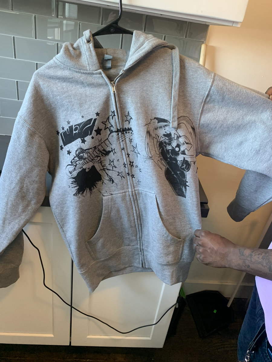 Hi-c No More Heros x VampNurse zip up hoodie Grey/Black | yung hi