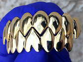 14K Solid Gold Plated Shark Grillz Set photo 