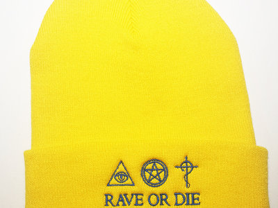 Yellow beanie with blue ROD logo embroidered main photo