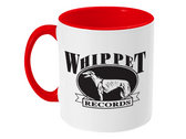 "Whisky Priests Estd 1985 Durham England" Logo with "Iron Man" Icon Design + Whippet Records Logo [2-sided Print] - Two-Toned Ceramic Mug (Red Handle & Inner) photo 