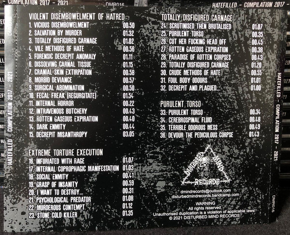 Hatefilled - Compilation 2017 - 2021 | Disturbed Mind Records