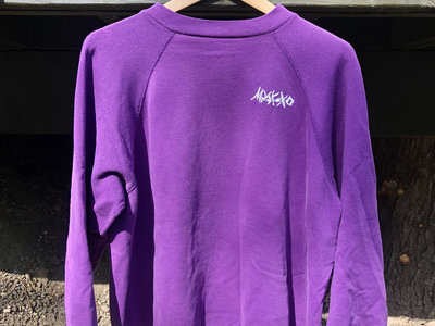 Vintage Silkscreened Purple Sweatshirt logo front full image in back Sz M main photo