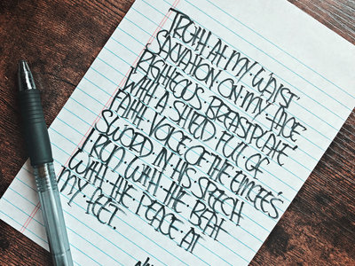 handwritten lyrics to one of my songs (4 lines or less). main photo