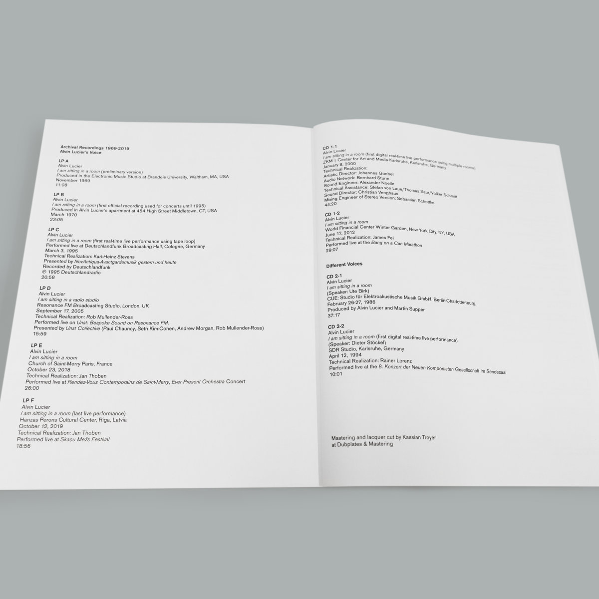 I am sitting in a room. Archival Recordings 1969-2019 | Alvin