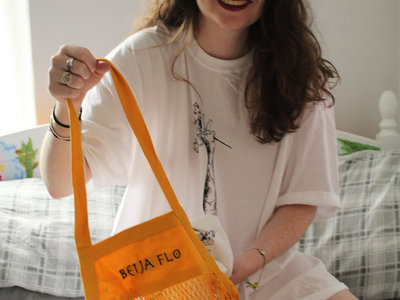 'Beija Flo' embroidered, mesh grocery bag (amber) main photo
