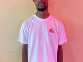 BAR Records pique t-shirt in white w/ red embroidered logo photo 