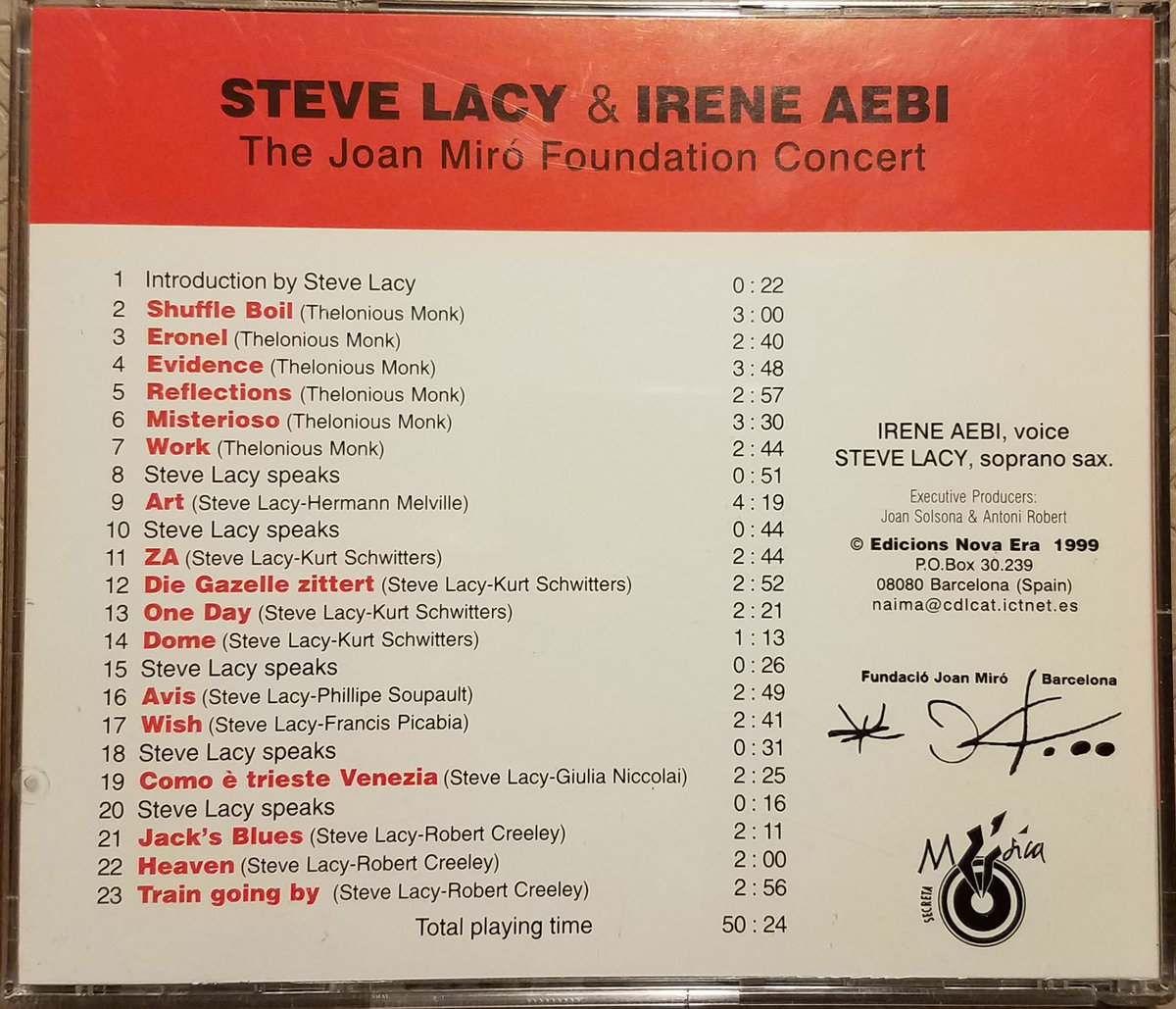 The Joan Miró Foundation Concert | STEVE LACY & IRENE AEBI | NOVA
