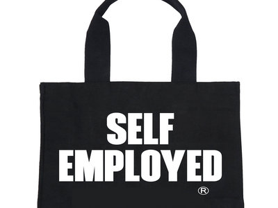 "Self Employed" black tote bag main photo