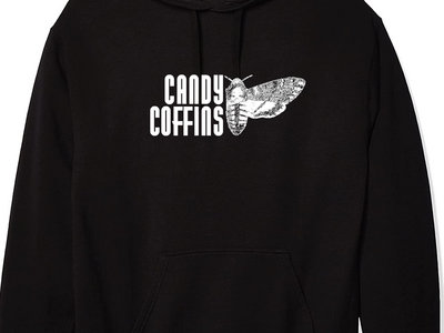 Unisex Black Candy Coffins Pullover Hoodie With White Logo main photo