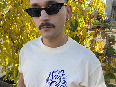 Cream T-Shirt with Blue image and Lettering main photo