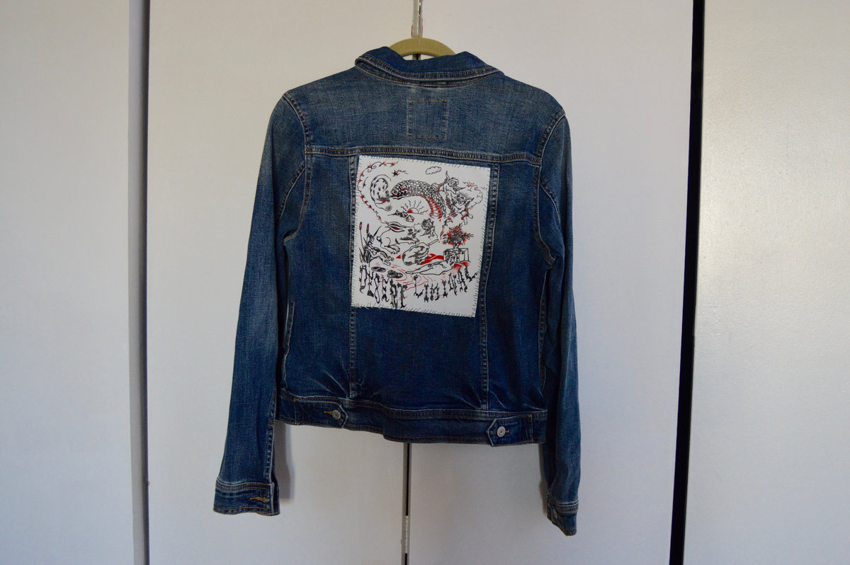how to sew a back patch on a denim jacket