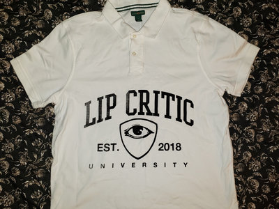 "LIP CRITIC UNIVERSITY" Polo, white L main photo