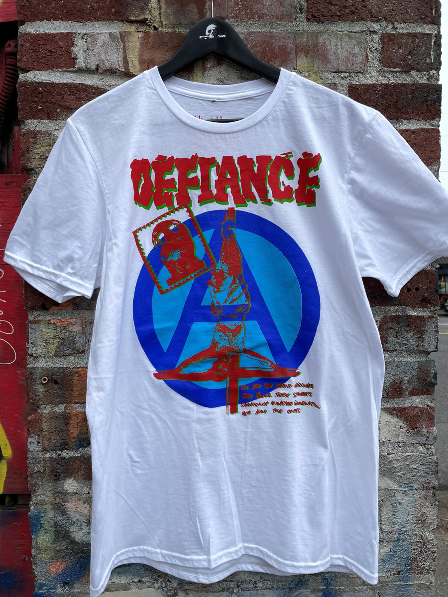 Defiance Anarchy (S/S) Red,Green and Blue on White | DEFIANCE