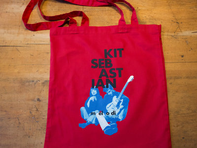 100% Cotton Tote Bag with Kit Sebastian Logo + Photo in Blue main photo